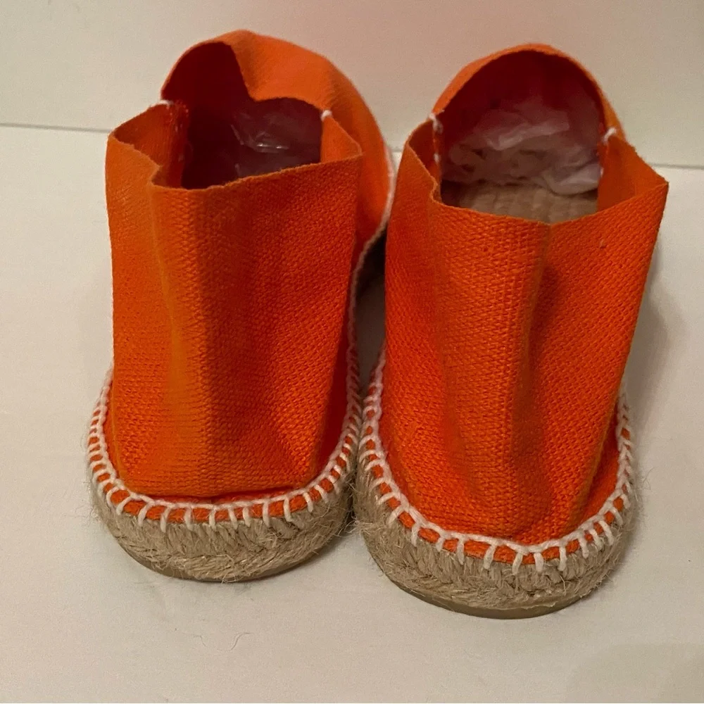 2 ESPADRILLES HANDMADE SHOES FLATS ESPADRILLES ORANGE CANVAS ROPE SIZE 37 SPAIN